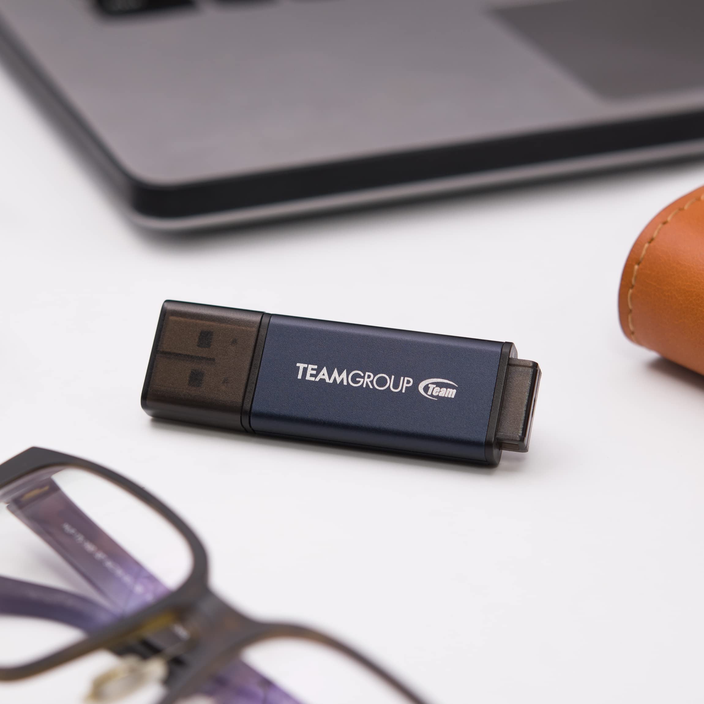 TEAMGROUP C211 128GB USB 3.2 Gen1 3.1/3.0, Aluminum Alloy Read 100MB/s Flash Thumb Drive for Computer/Laptop Navy Blue TC2113128GL01 - Image 3