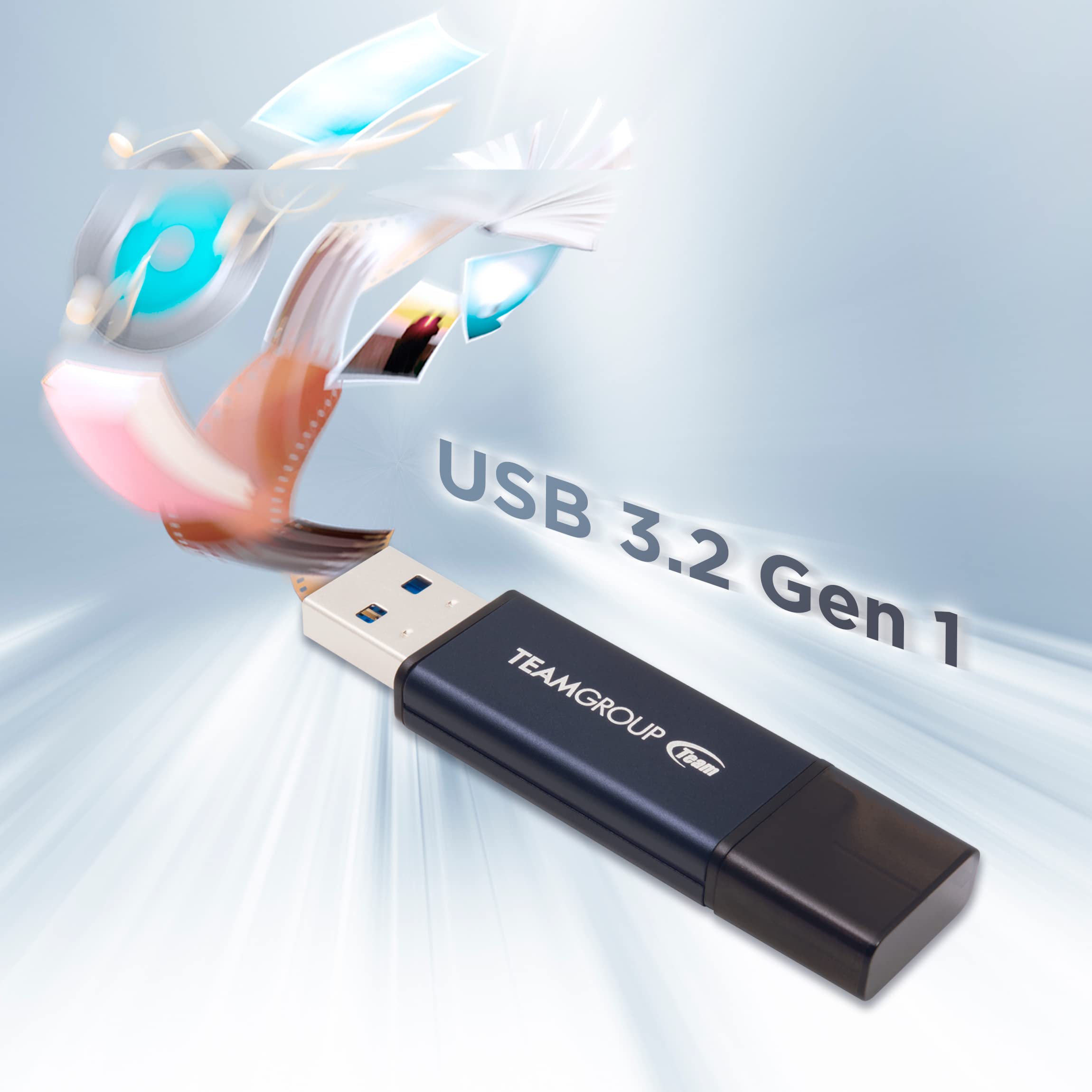 TEAMGROUP C211 128GB USB 3.2 Gen1 3.1/3.0, Aluminum Alloy Read 100MB/s Flash Thumb Drive for Computer/Laptop Navy Blue TC2113128GL01 - Image 6