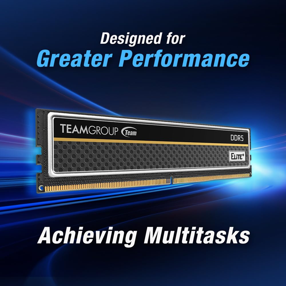 TEAMGROUP Elite Plus DDR5 32GB (2x16GB) 6400MHz PC5-51200 CL52 Unbuffered Non-ECC 1.1V UDIMM 288 Pin Desktop Memory Module Ram (Black) - TPBD532G6400HC52DC01 - Image 3