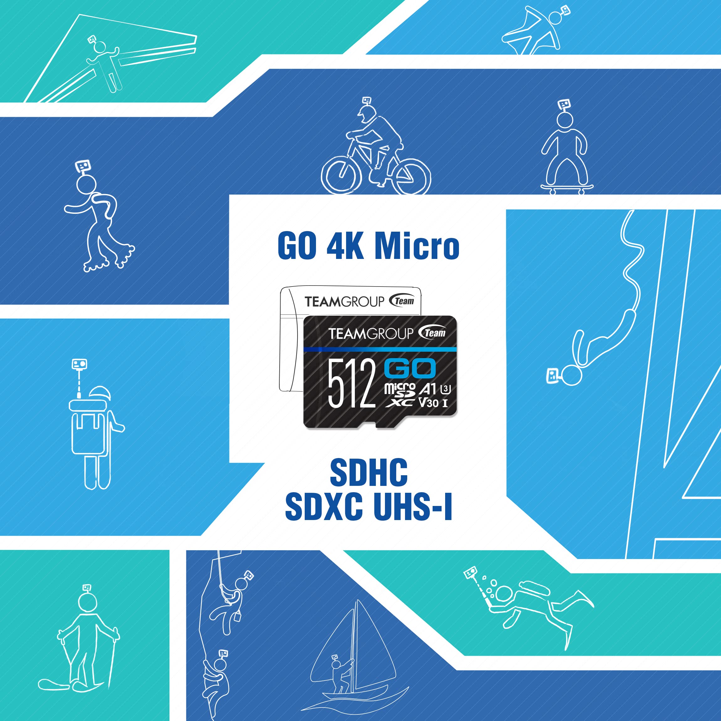 TEAMGROUP GO Card 512GB MicroSDXC UHS-I U3 V30 4K for Action Cameras & Drone High Speed Flash Memory Card with Adapter for Outdoor Sports&Vlog, 4K Shooting,GoPro&Insta360&DJI TGUSDX512GU303 - Image 5